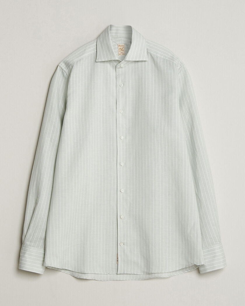 Stenströms 1899 Cotton/Linen/Silk Striped Shirt Green – Grön