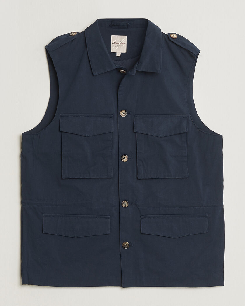 Stenströms Cotton Twill Vest Navy – Blå