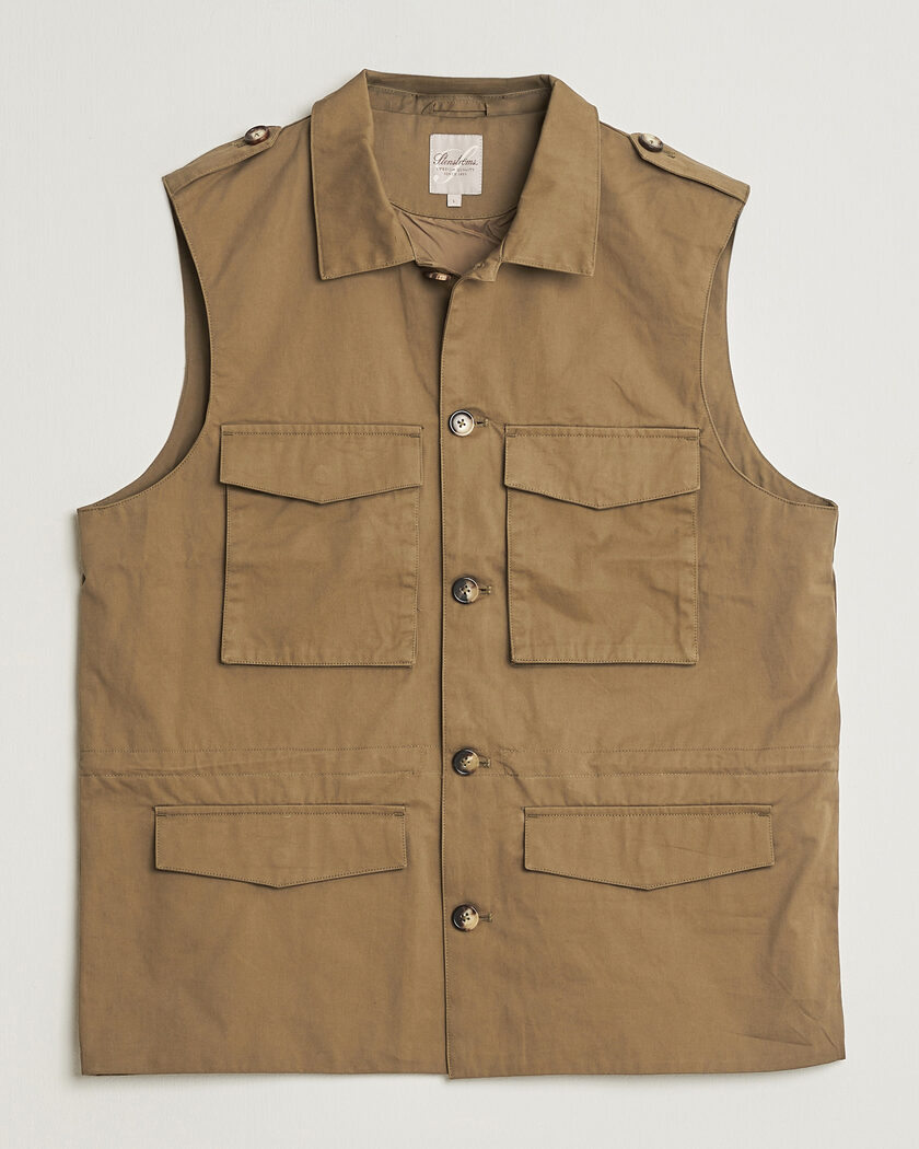 Stenströms Cotton  Twill Vest Olive – Grön