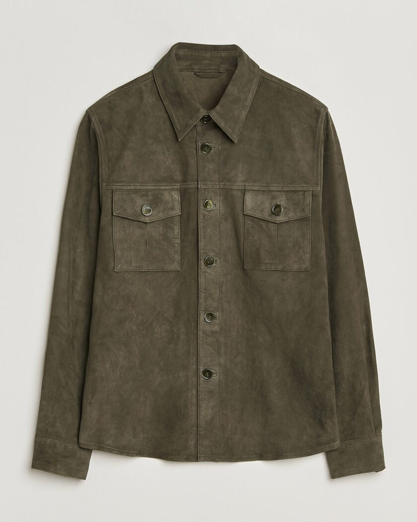 Stenströms Suede Pocket Overshirt Olive – Grön