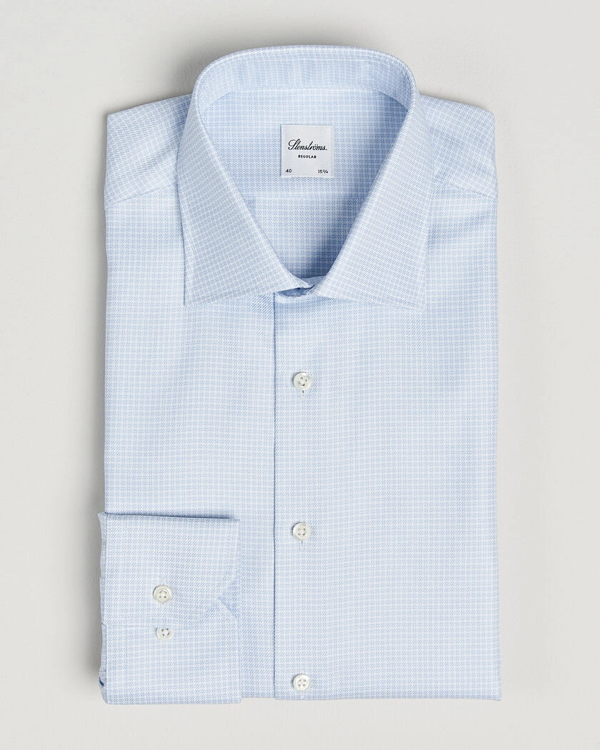 Stenströms Regular Fit Micro Structure Shirt Light Blue – Blå