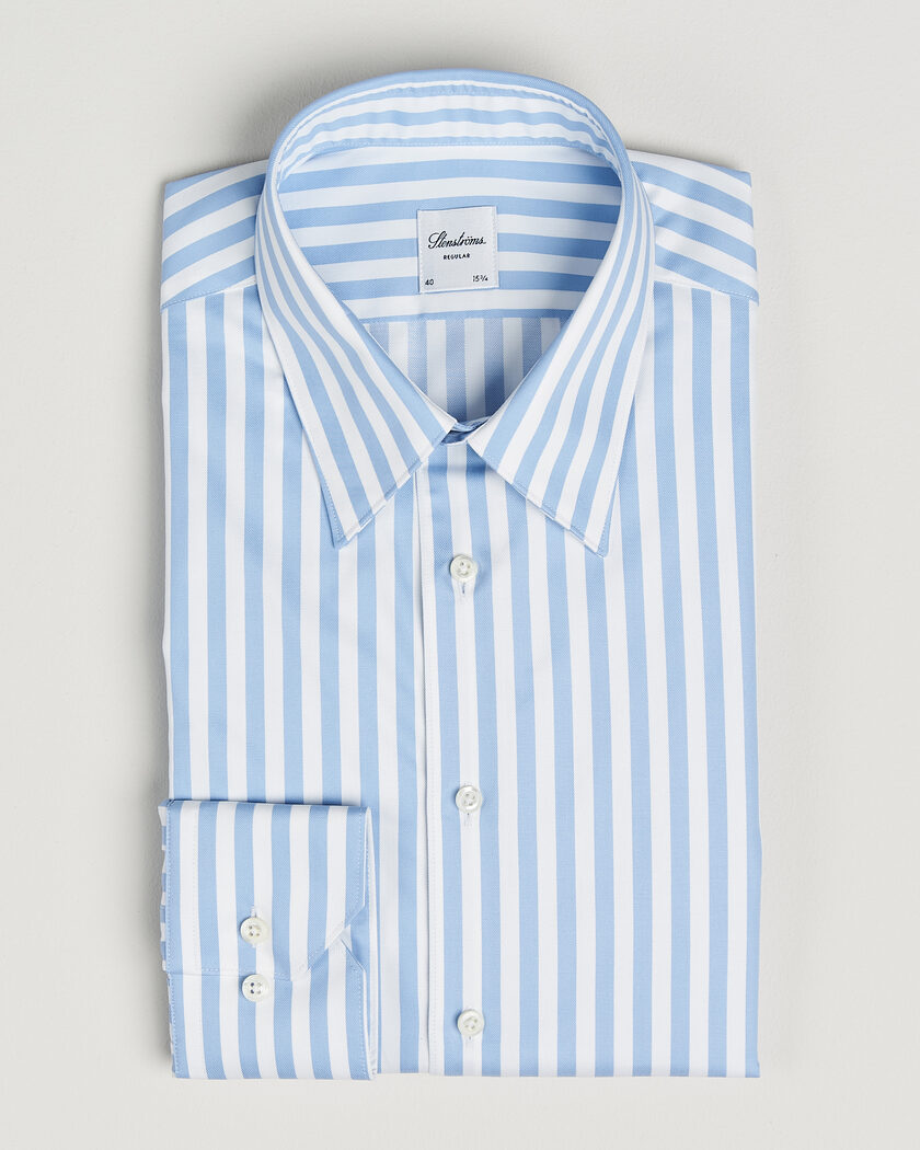 Stenströms Regular Fit Striped Pointed Collar Shirt Blue – Blå