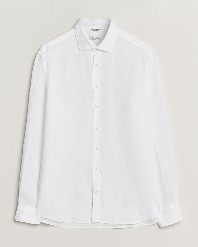 Stenströms Regular Fit Cut Away Linen Shirt White – Vit