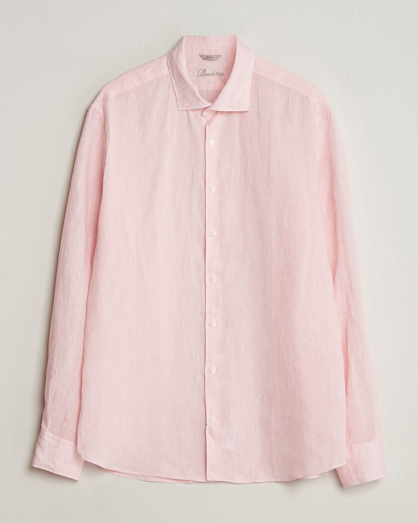  Stenströms Regular Fit Cut Away Linen Shirt Soft Pink