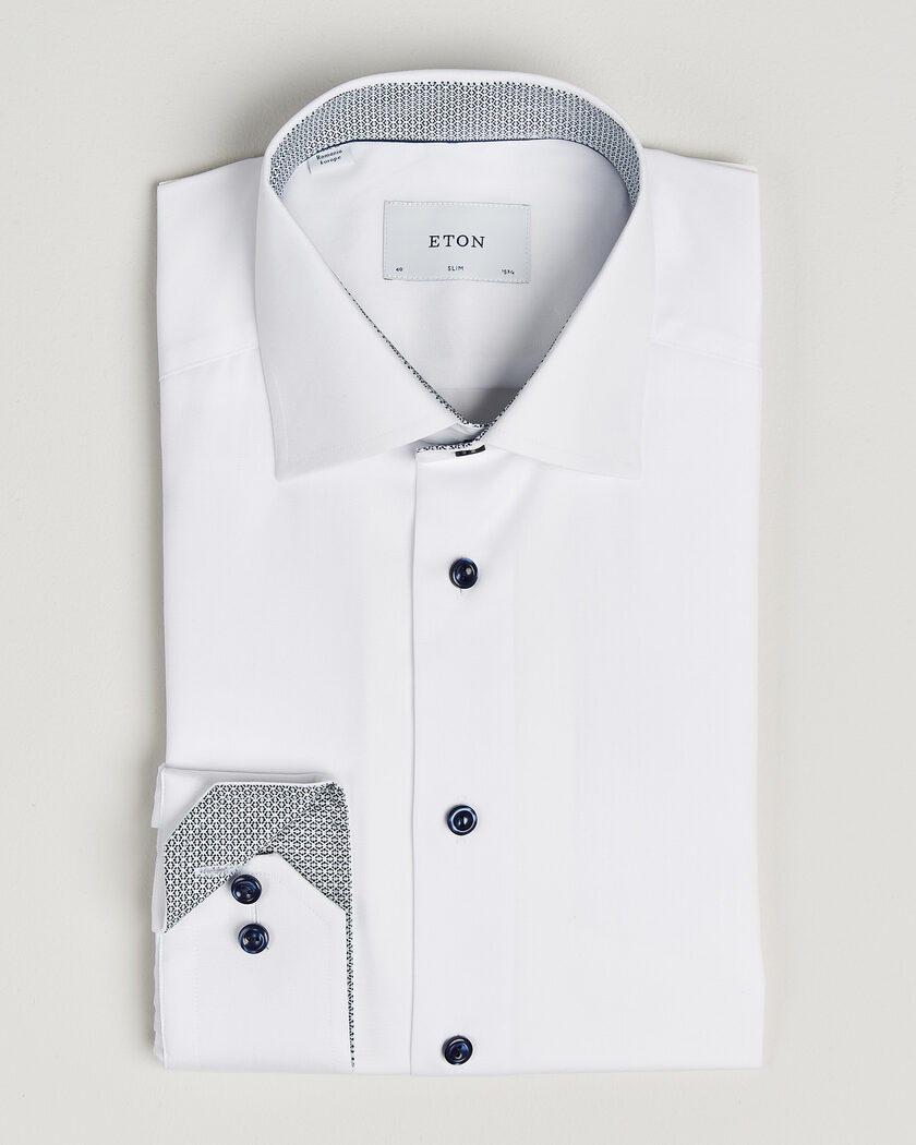 Eton Slim Fit Signature Twill Contrast Shirt White – Vit