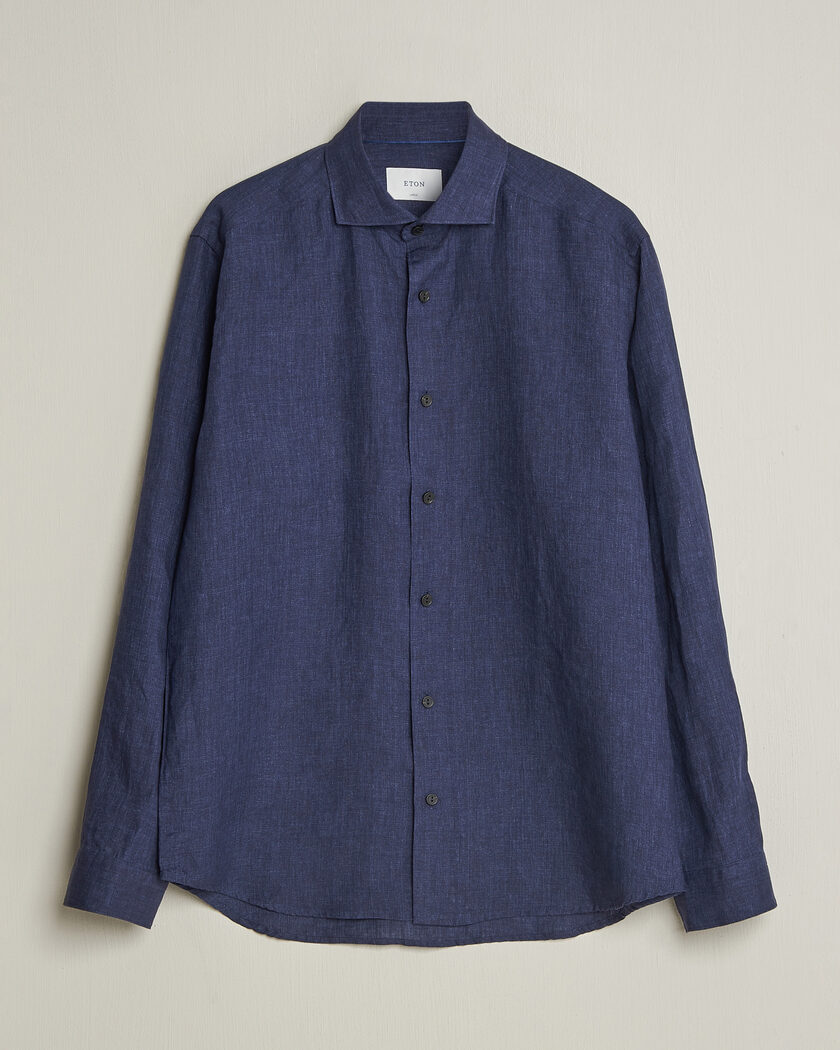 Eton Casual Fit Linen Shirt Navy Blue – Blå