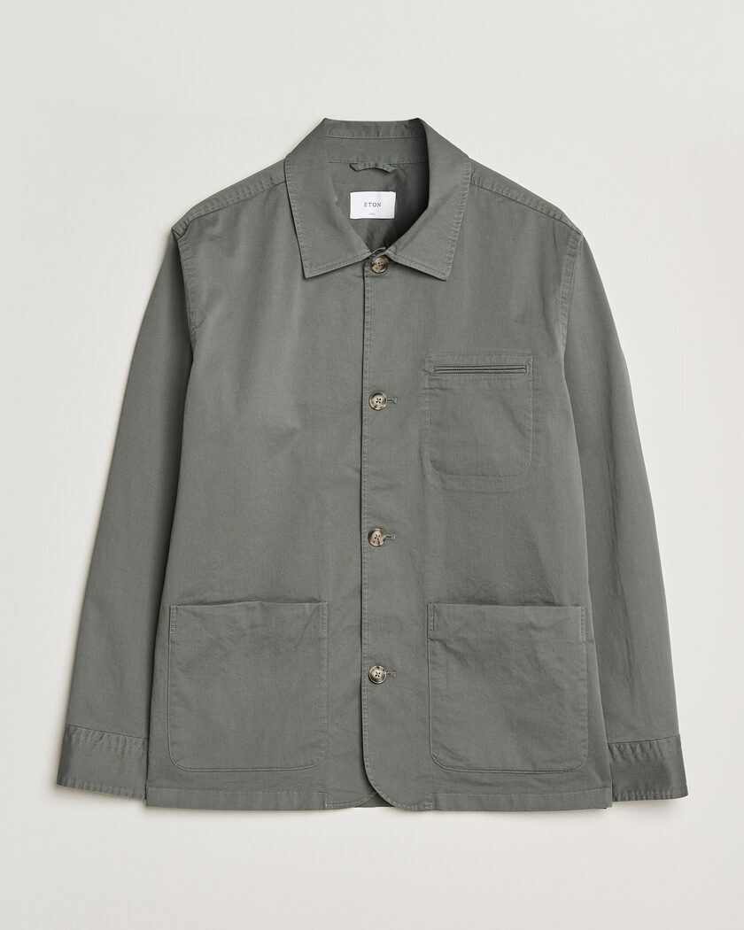 Eton Cotton Chore Jacket Mid Green – Grön