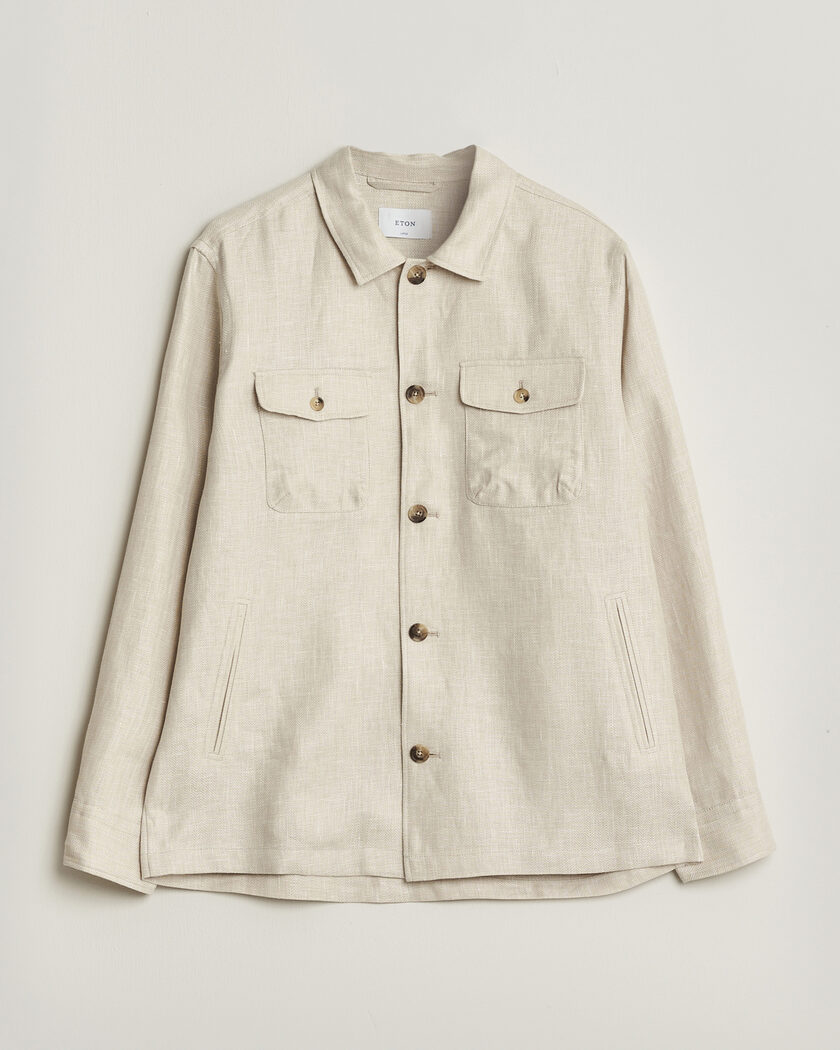 Eton Four Pocket Linen Lyocell Shirt Jacket Off White – Vit