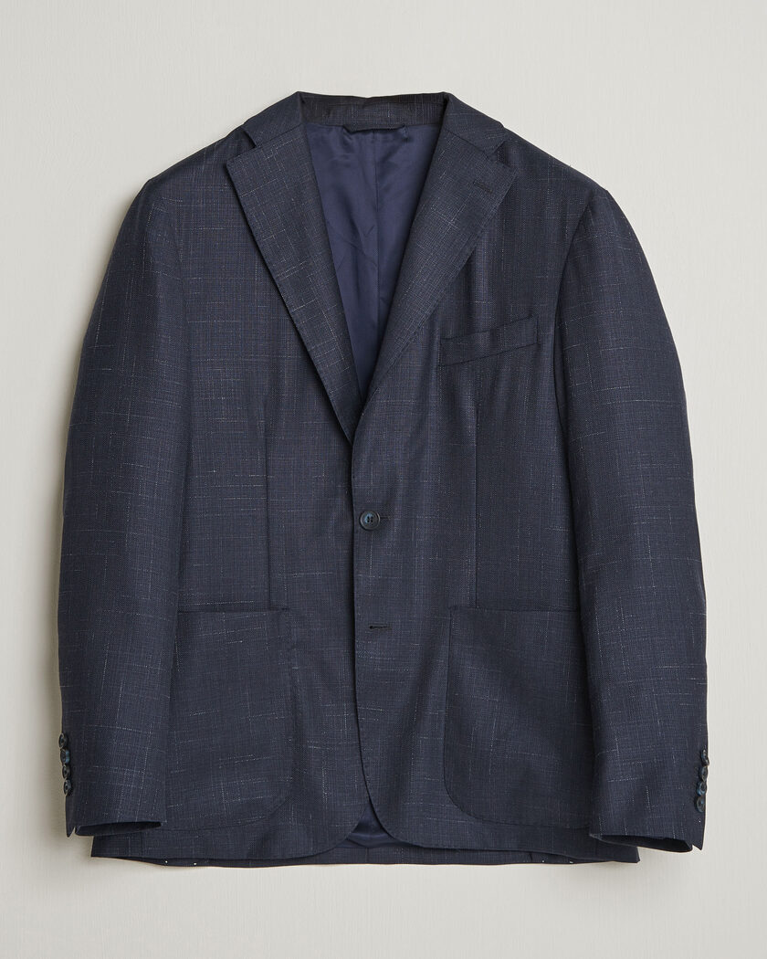 Eton Wool Silk Soft Blazer Navy Blue – Blå
