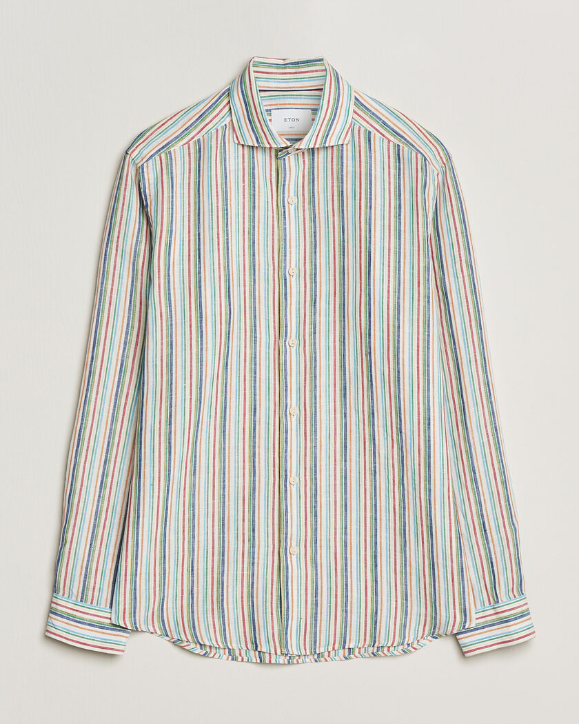 Eton Casual Fit Striped Linen Shirt Multi – Flerfärgad