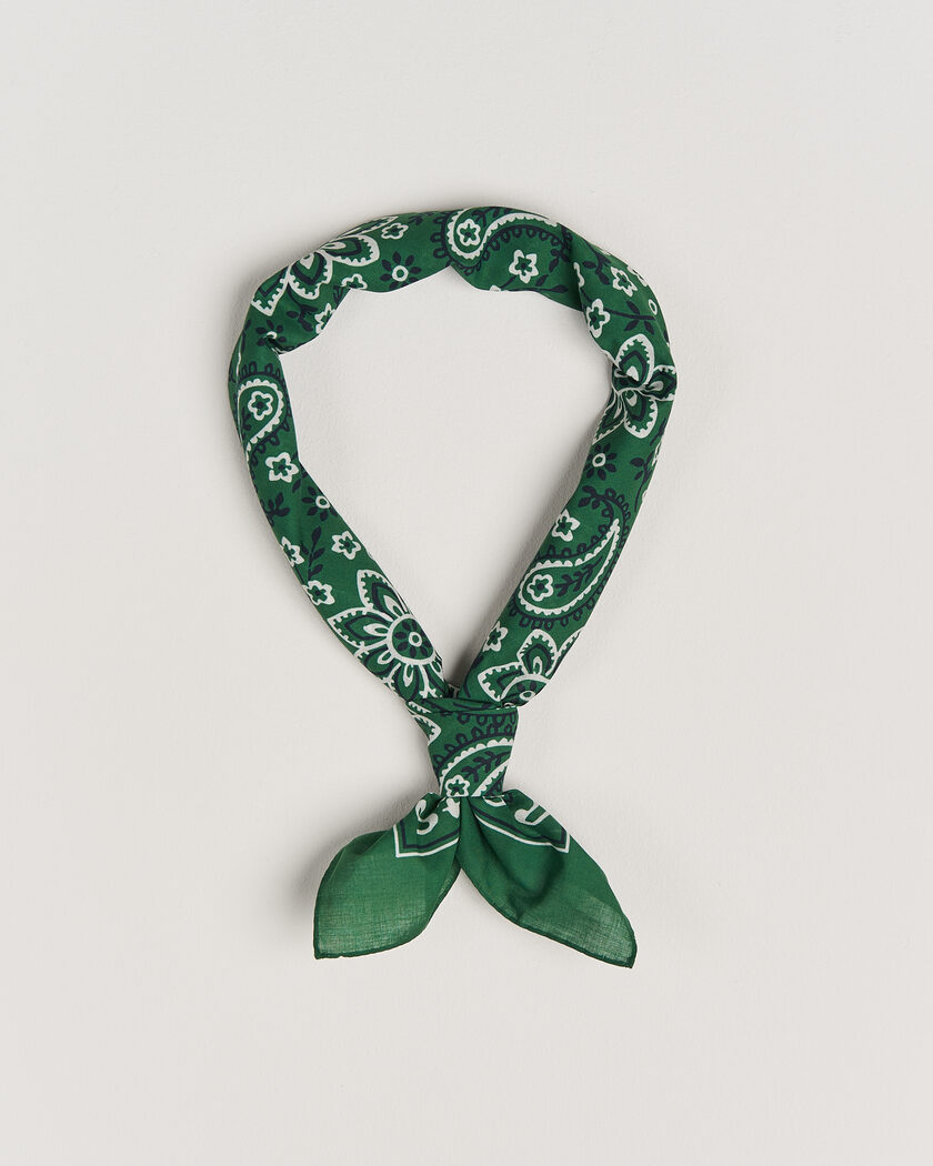 Drake's Classic Paisley Bandana Green – Grön