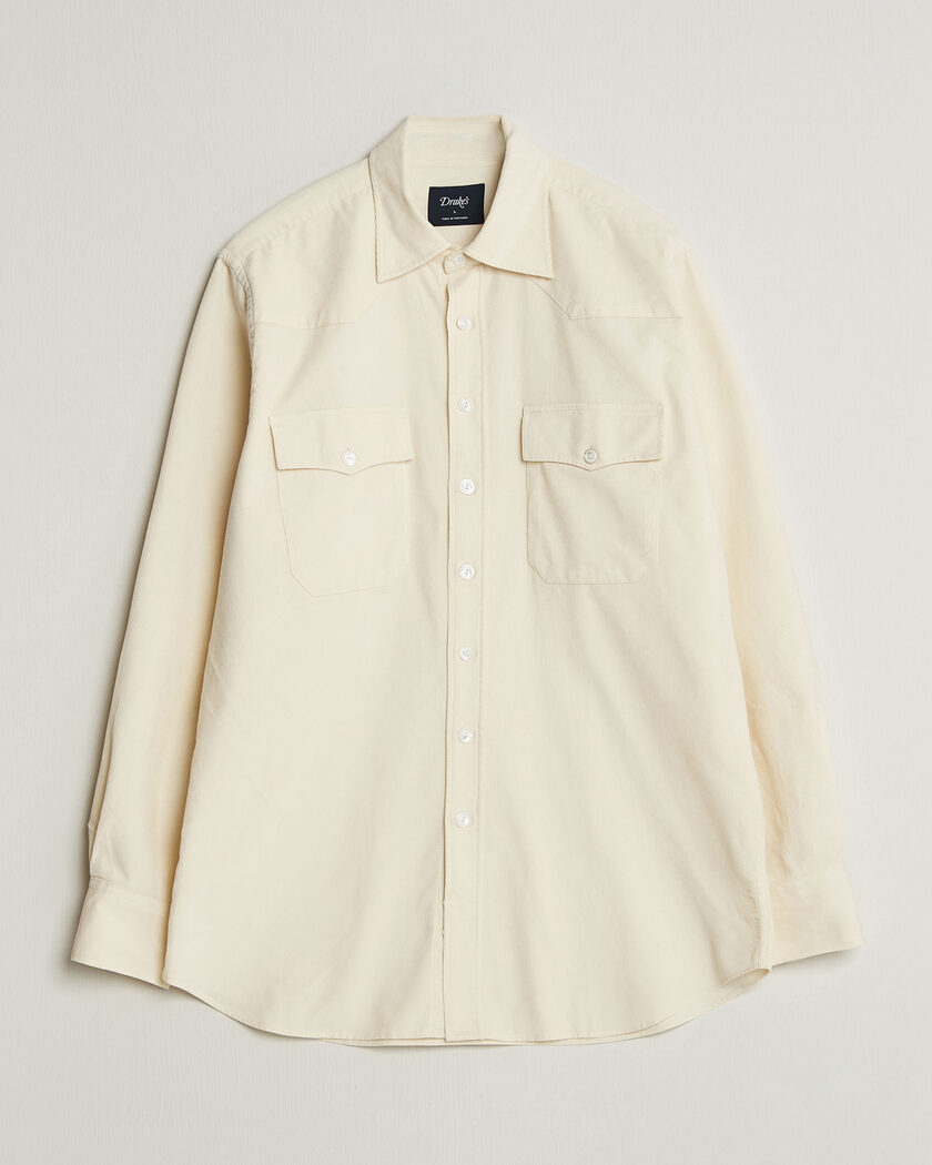 Drake's Needlecord Western Shirt White – Vit