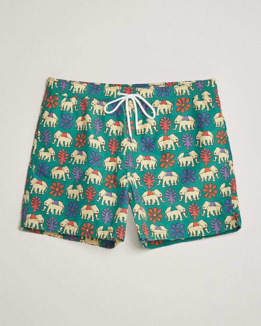 Drake's Elephants Drawstring Swimshorts Green – Grön
