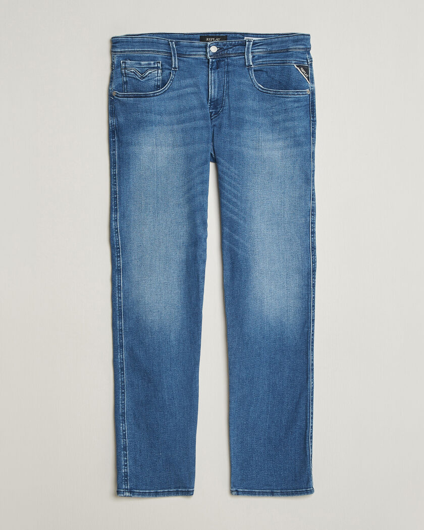 Replay Anbass Powerstretch Jeans Medium Blue – Blå