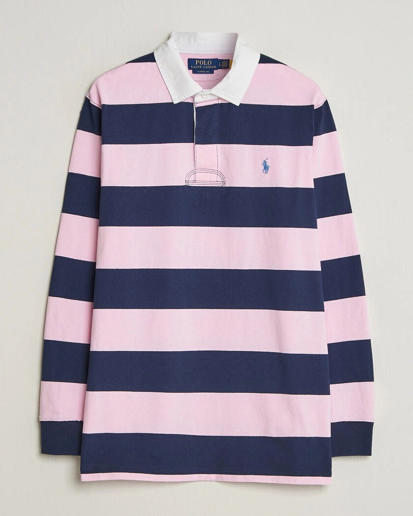 Polo Ralph Lauren Jersey Striped Rugger Carmel Pink/Newport Navy – Rosa