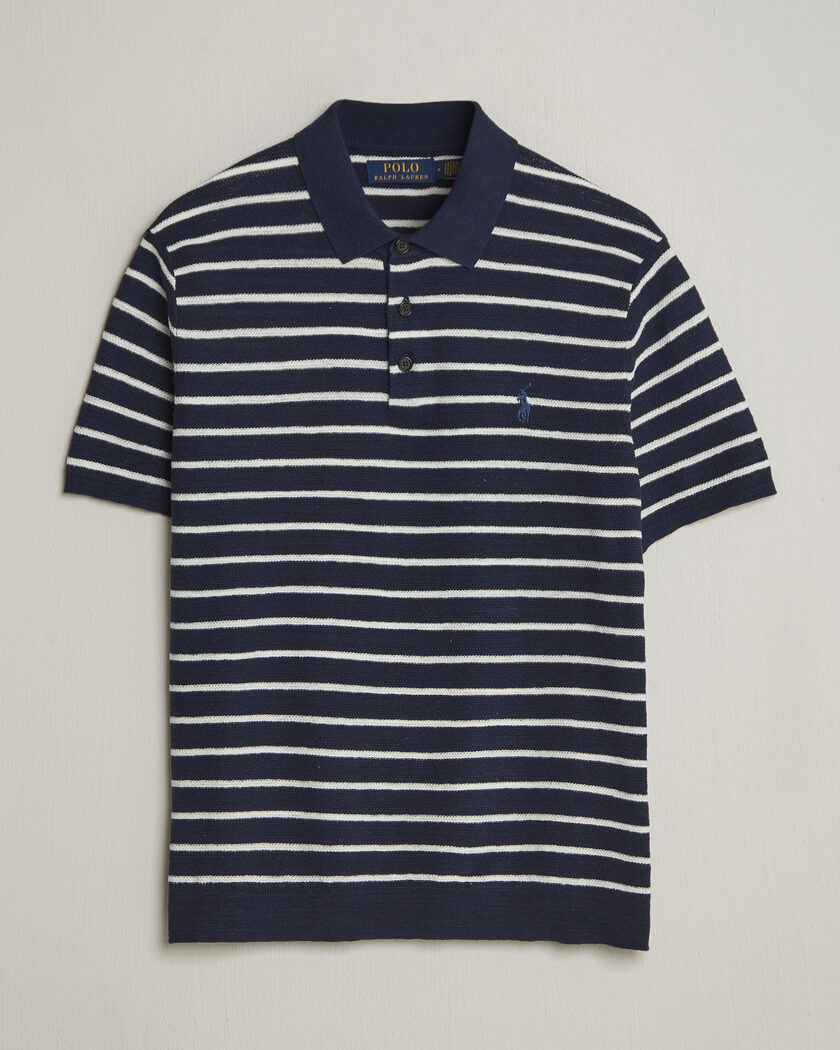 Polo Ralph Lauren Cotton Blend Striped Polo Bright Navy Combo – Blå