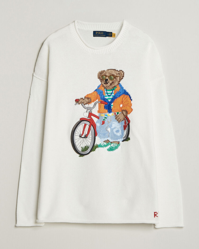 Polo Ralph Lauren Cotton Bear Sweater Deckwash White – Vit