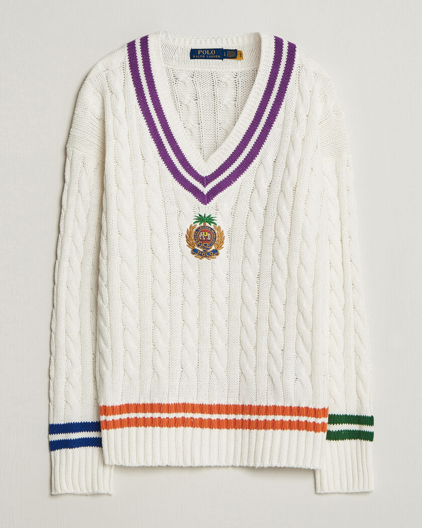Polo Ralph Lauren Cotton Linen Blend Sweater Cream Combo – Vit