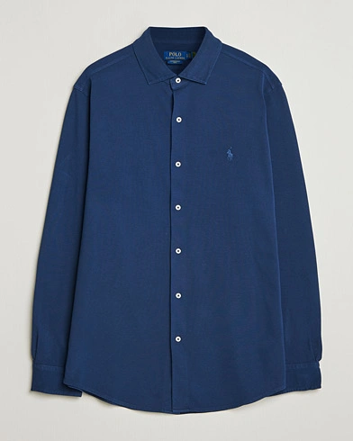 Polo Ralph Lauren Featherweight Knitted Shirt Dark Cobalt – Blå
