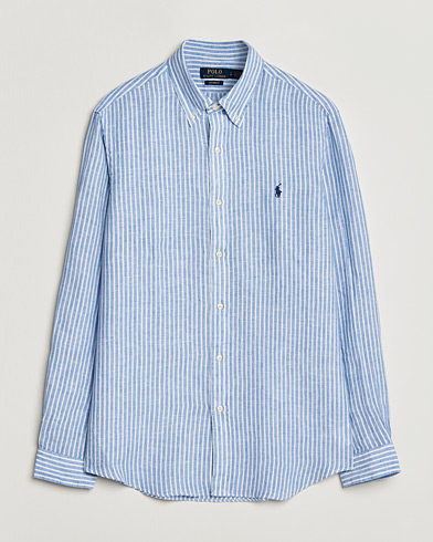 Polo Ralph Lauren Custom Fit Linen Shirt Blue/White – Blå