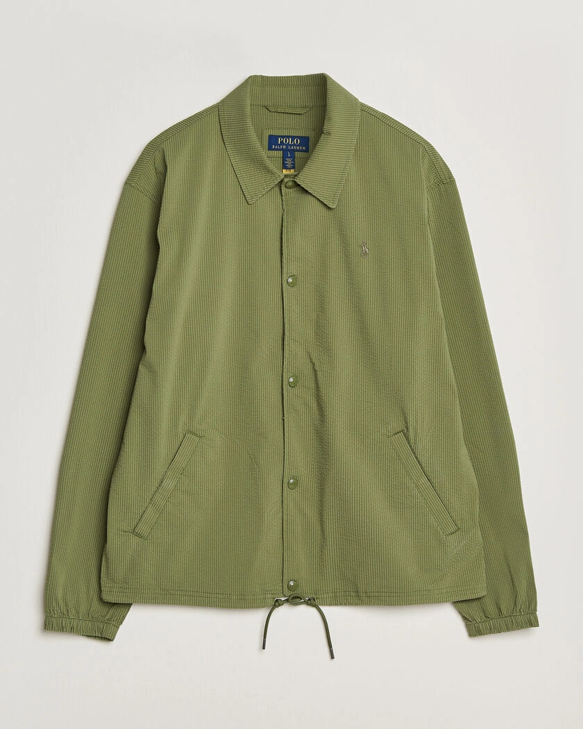 Polo Ralph Lauren Seersucker Windbreaker Jacket Supply Olive – Grön