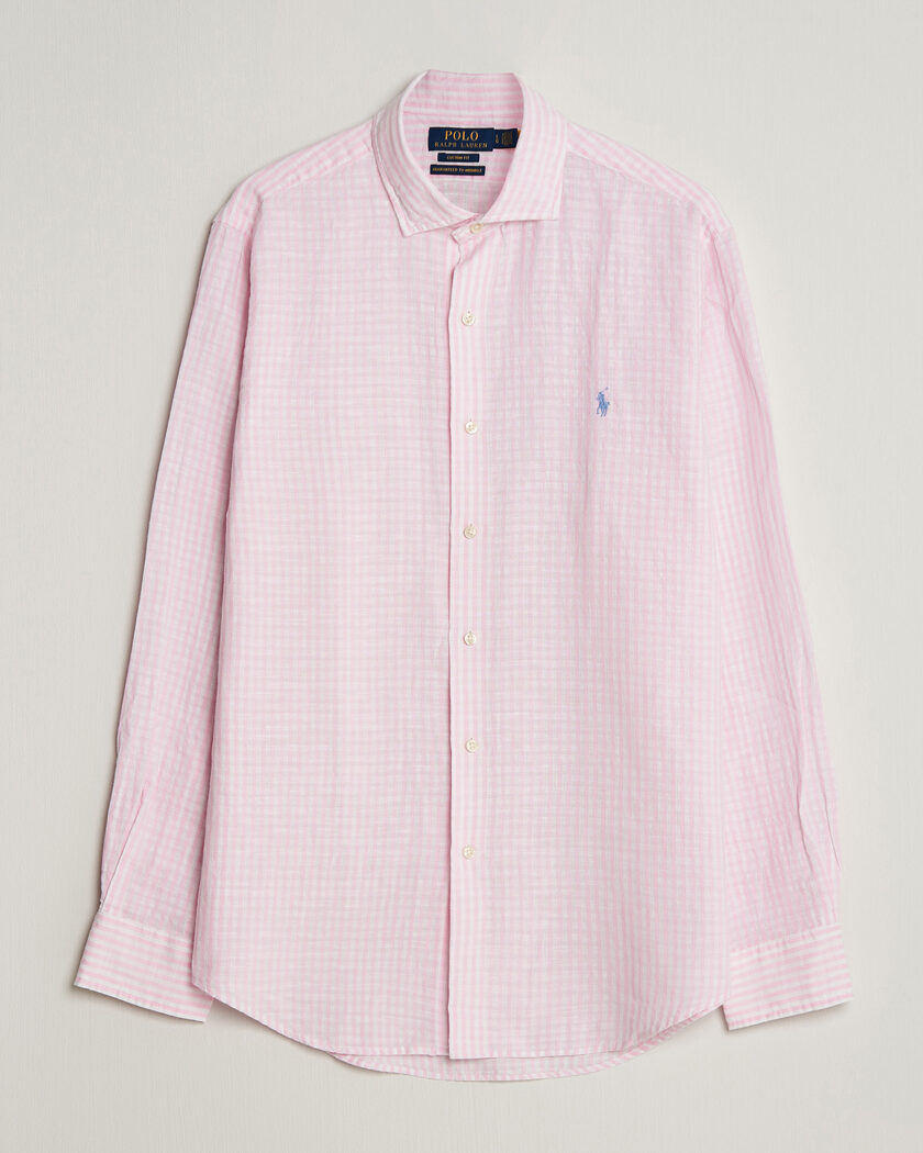 Polo Ralph Lauren Cotton/Linen Seersucker Shirt Pink/White, Herr, Casualskjorta, Rosa, Storlek XS