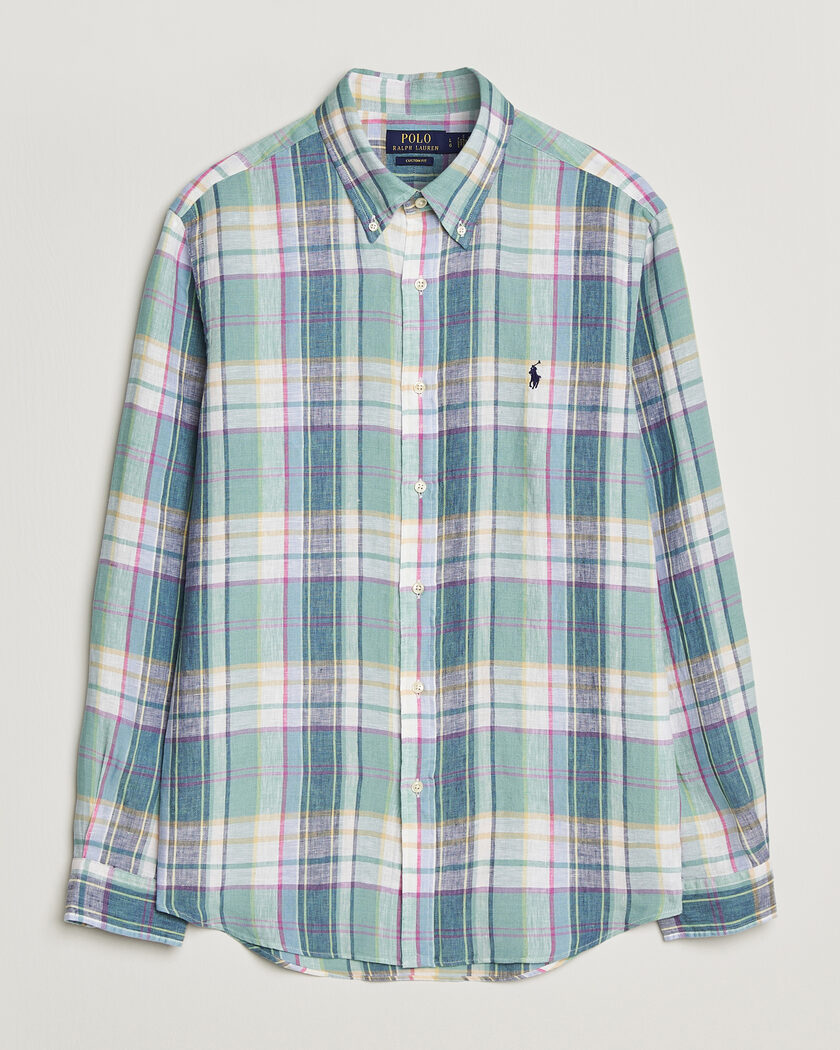Polo Ralph Lauren Custom Fit Check Linen Shirt Green/Blue/White – Flerfärgad