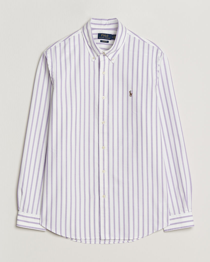 Polo Ralph Lauren Custom Fit Striped Oxford Shirt Purple – Lila