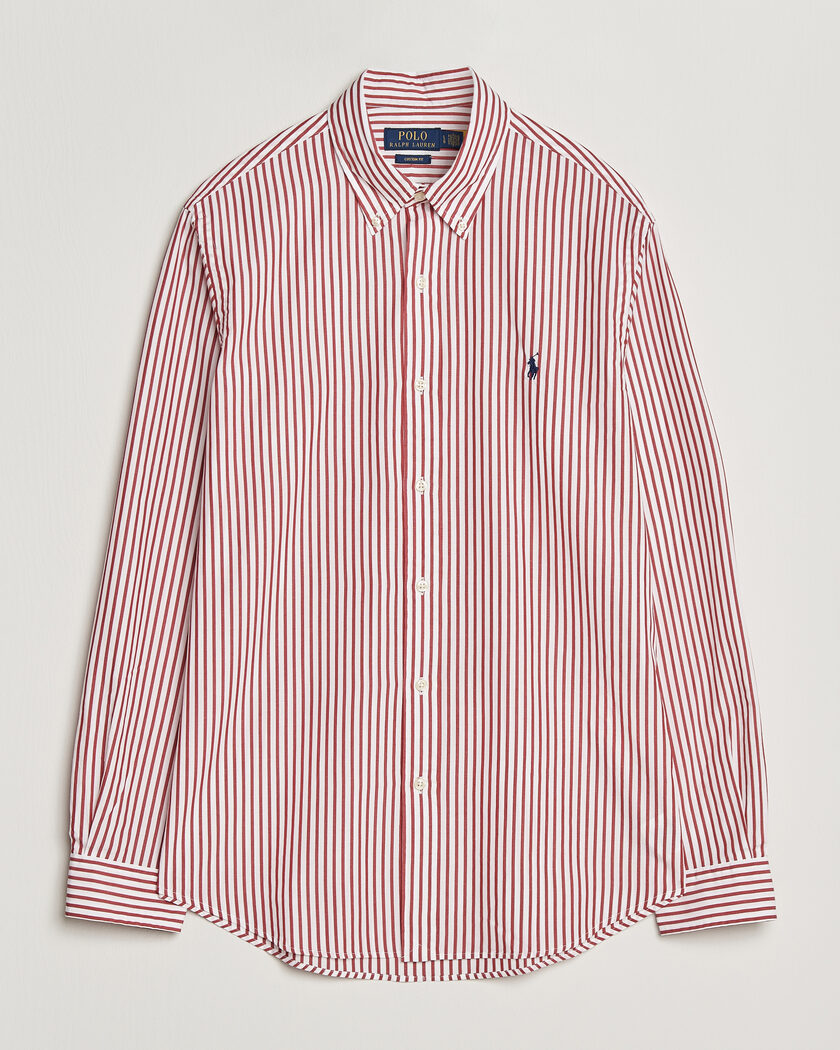 Polo Ralph Lauren Custom Fit Poplin Striped Shirt Bristol Red – Röd