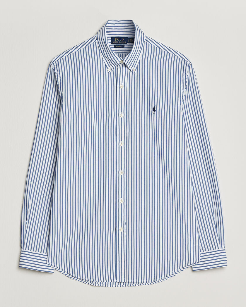 Polo Ralph Lauren Custom Fit Poplin Striped Shirt Blue – Blå