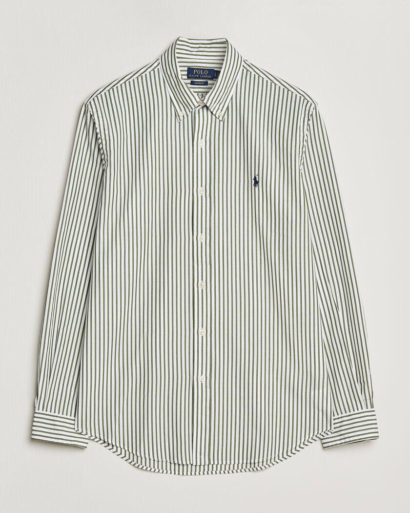 Polo Ralph Lauren Custom Fit Poplin Striped Shirt Garden Trail – Grön