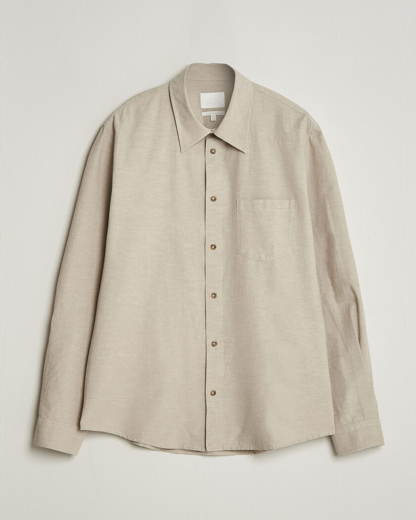 A.P.C. Harris Cotton/Linen Shirt Sage Green – beige