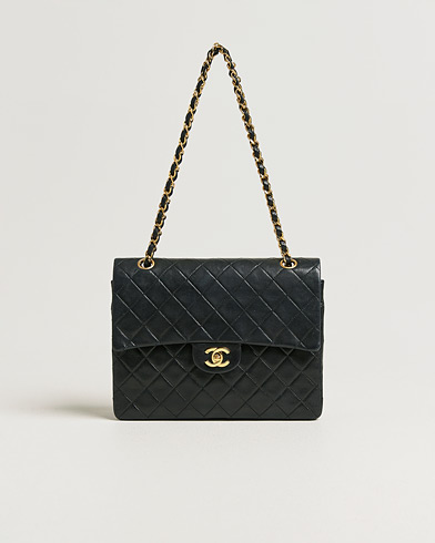 Chanel Pre-Owned Single Flap Bag Square Medium Lambskin Black – Svart