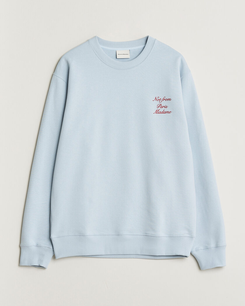 Drôle de Monsieur Slogan Cursive Sweatshirt Light Blue – Blå