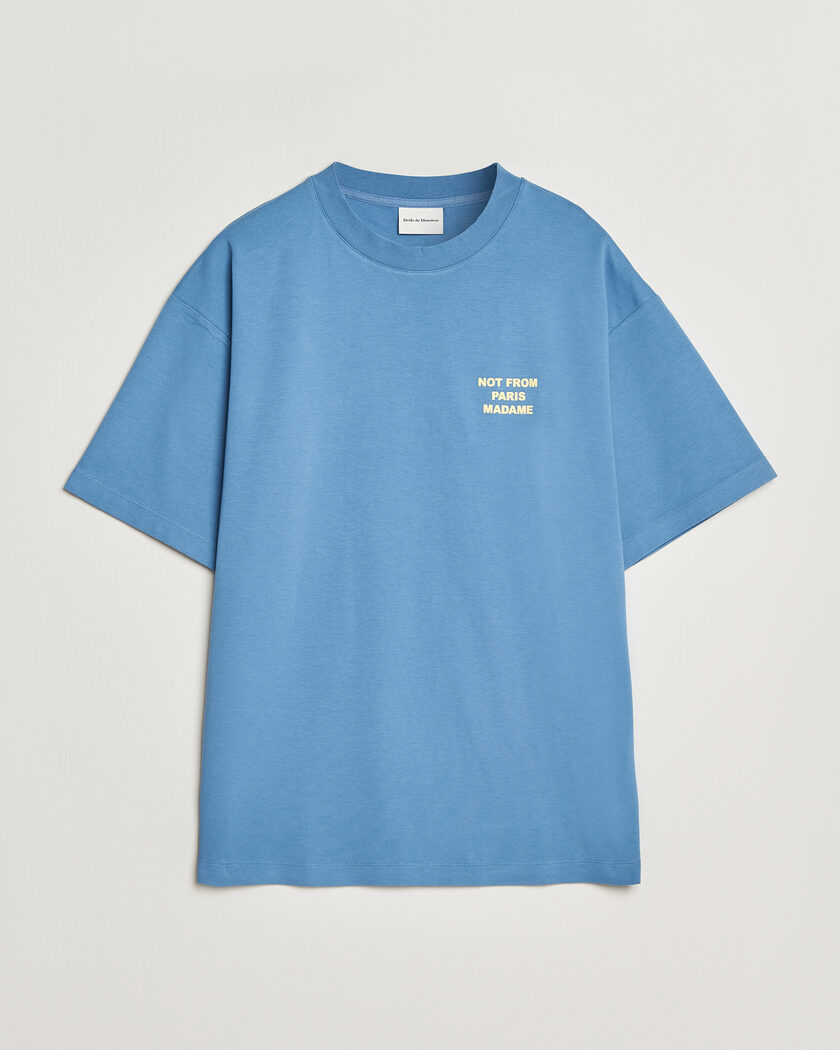 Drôle de Monsieur Slogan T-Shirt Atlantic Blue – Blå