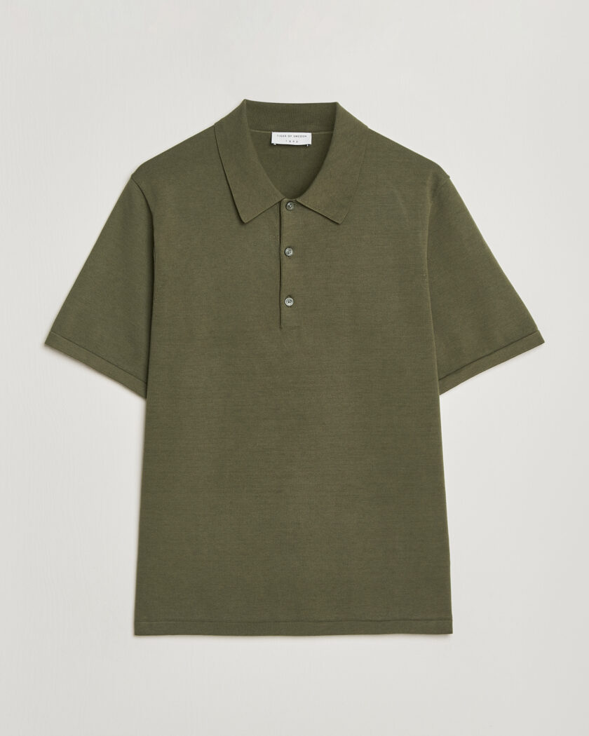 Tiger of Sweden Erros Cotton Knitted Polo Kalamata Green – Grön