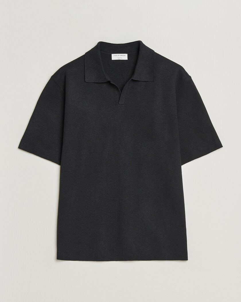 Tiger of Sweden Maelon Cotton/Linen Knitted Polo Black – Svart