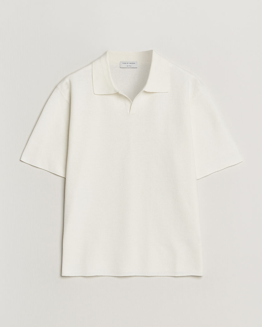 Tiger of Sweden Maelon Cotton/Linen Knitted Polo Pure White – Vit