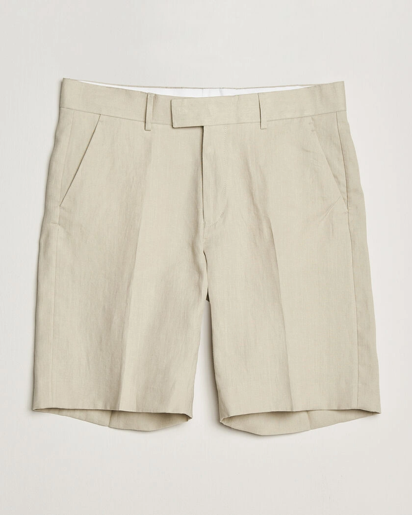 Tiger of Sweden Troy Pleated Linen Shorts Cream Sand – Beige