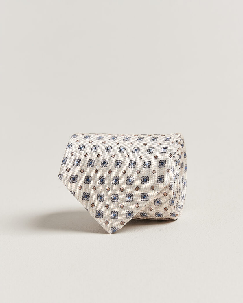 Amanda Christensen Silk Oxford 8cm Flower Tie Cream – Vit