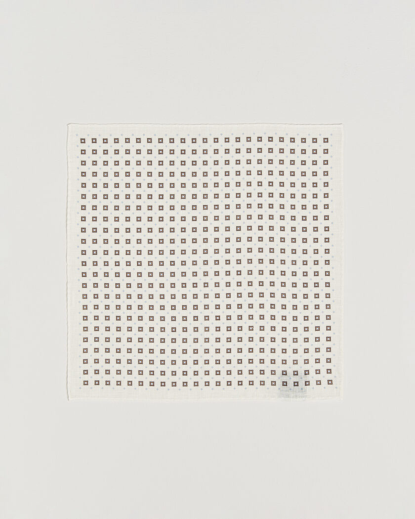 Amanda Christensen Linen Medallion Pocket Square Cream – Vit