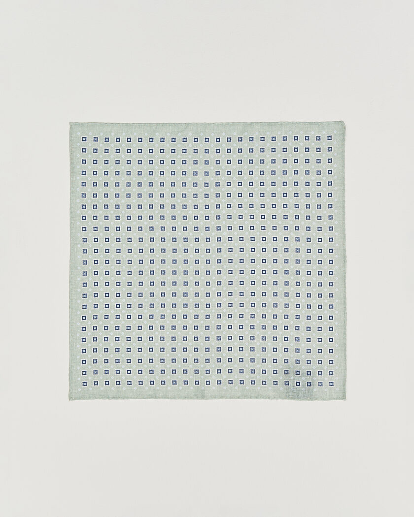 Amanda Christensen Linen Medallion Pocket Square Green – Grön