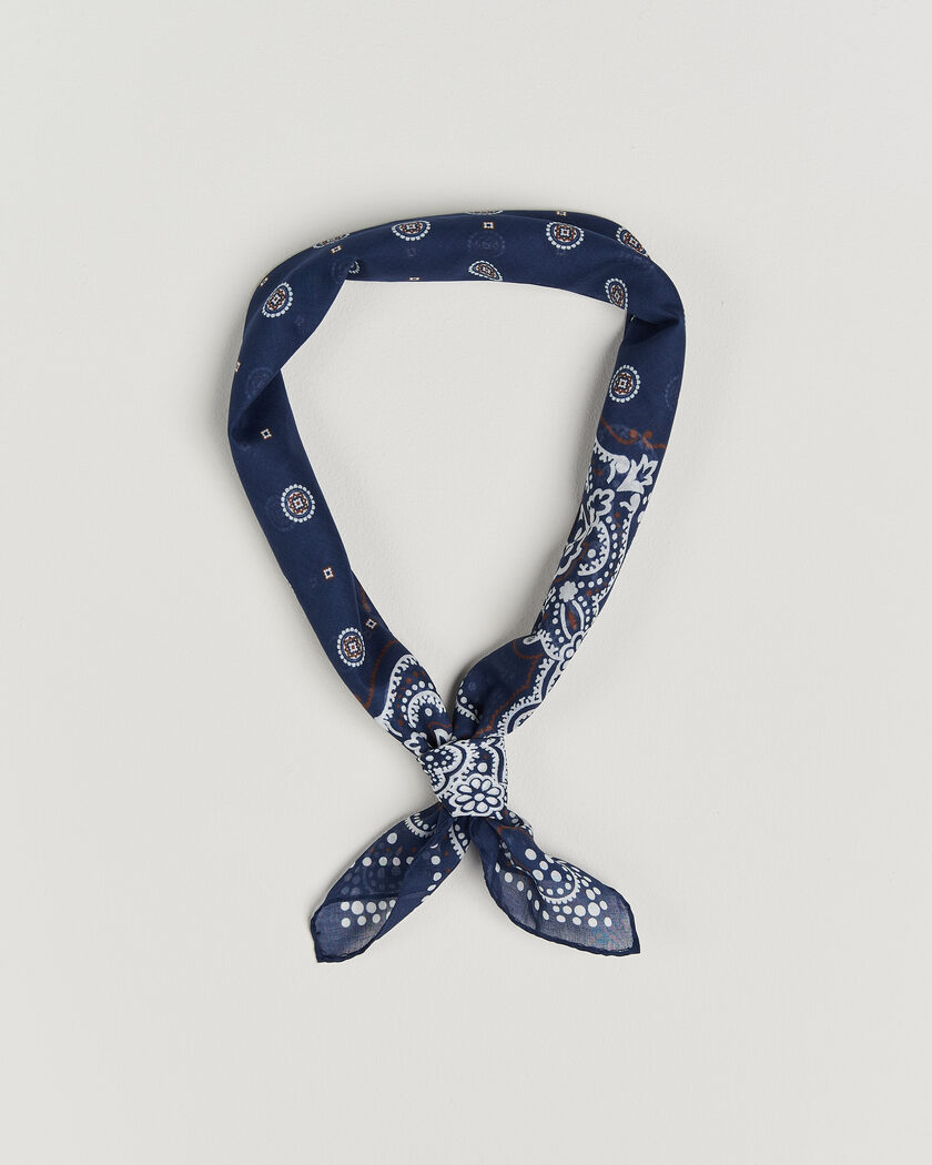 Amanda Christensen Cotton Voilé Medallion Bandana Navy – Blå