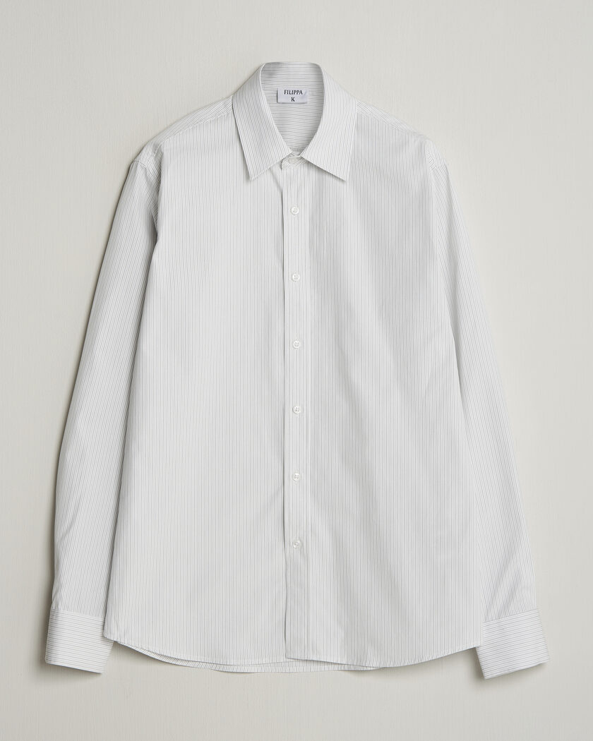Filippa K Cotton Poplin Striped Shirt White/Black – Flerfärgad