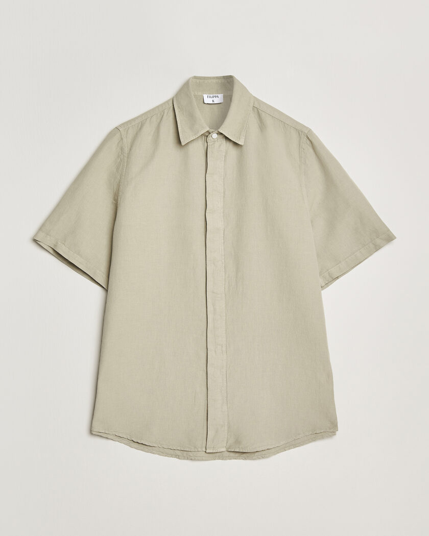 Filippa K Cotton/Linen Short Sleeve Shirt Light Green – Grön
