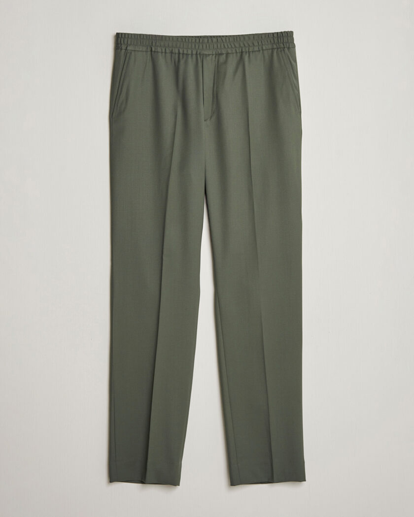 Filippa K Theo Relaxed Wool Trousers Grey Green – Grön