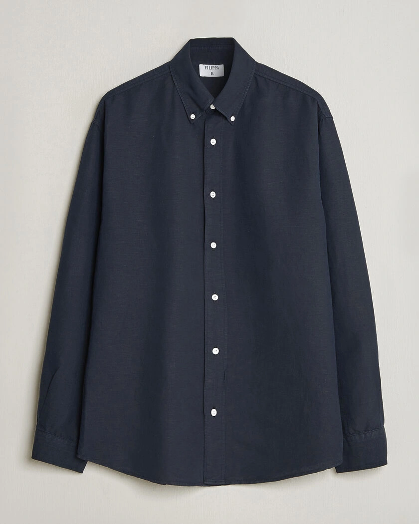 Filippa K Relaxed Cotton/Linen Shirt Navy – Blå
