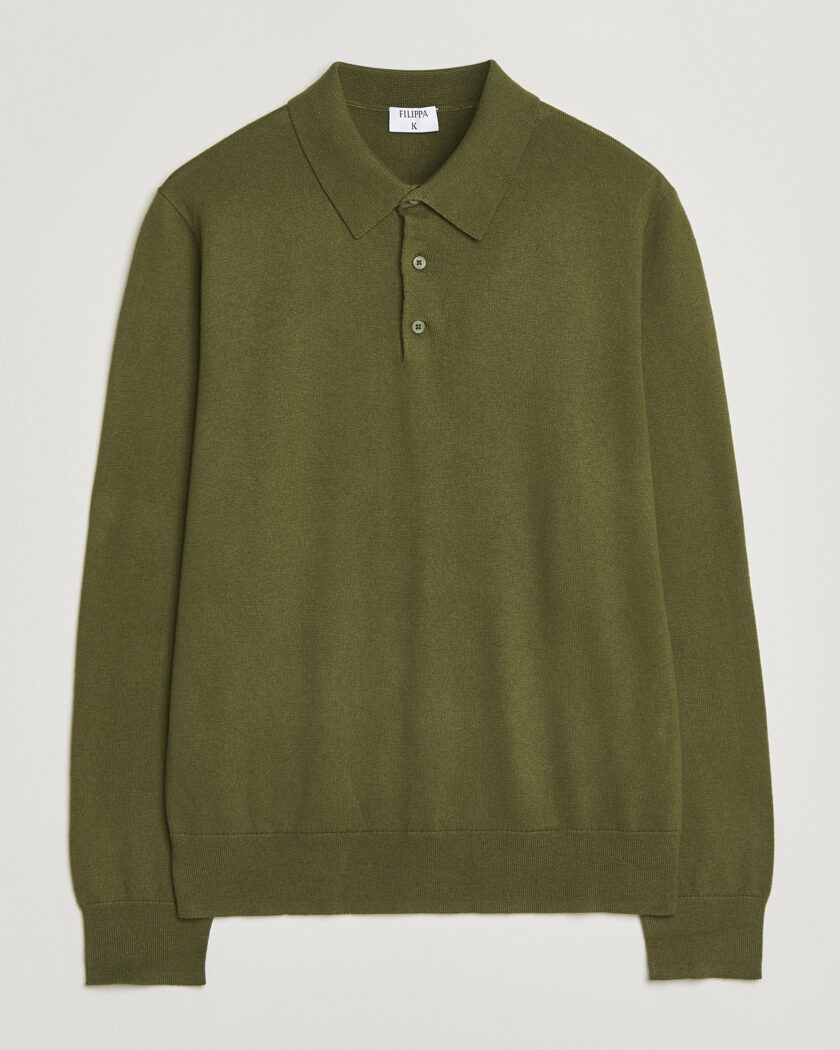 Filippa K Knitted Polo Shirt Laurel Green – Grön