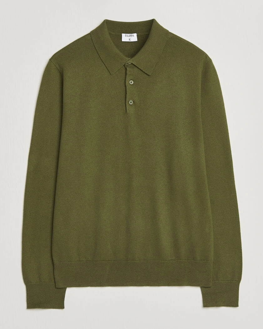 Filippa K Knitted Polo Shirt Laurel Green – Grön