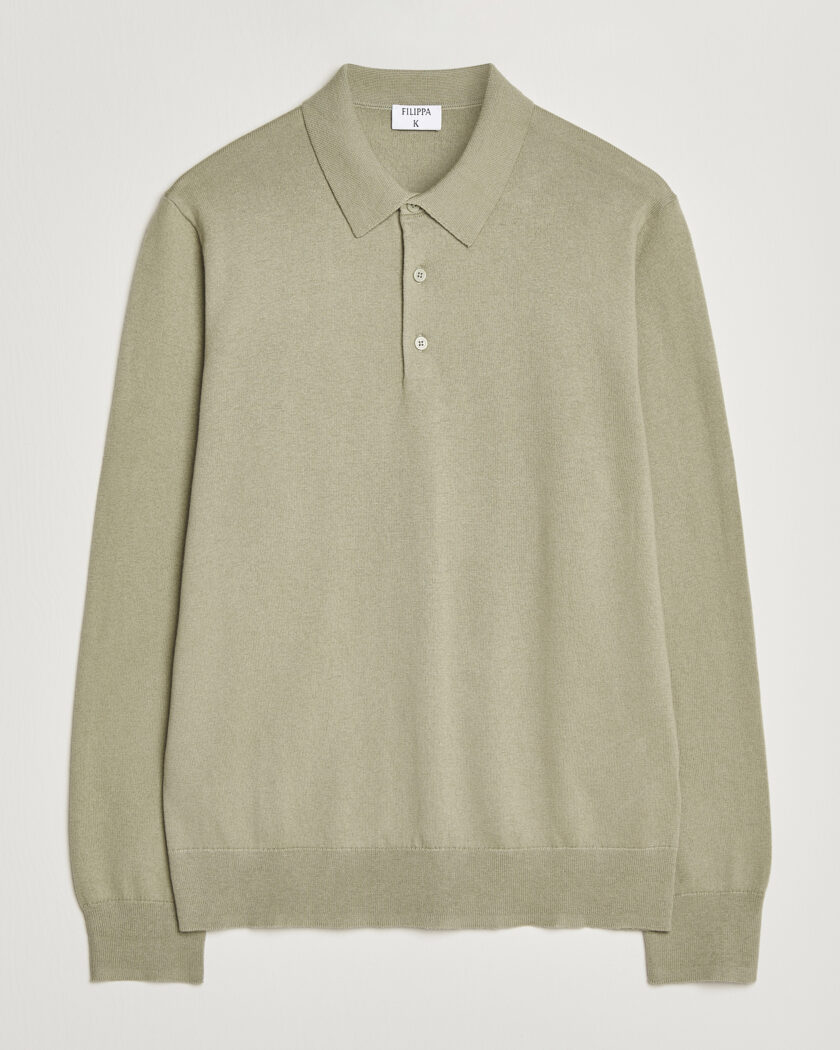 Filippa K Knitted Polo Shirt Light Green – Grön